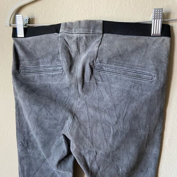 Helmut Lang Lamb Leather Gray Skinny Pants Leggings Elastic Waist Size 2 - Picture 7 of 9